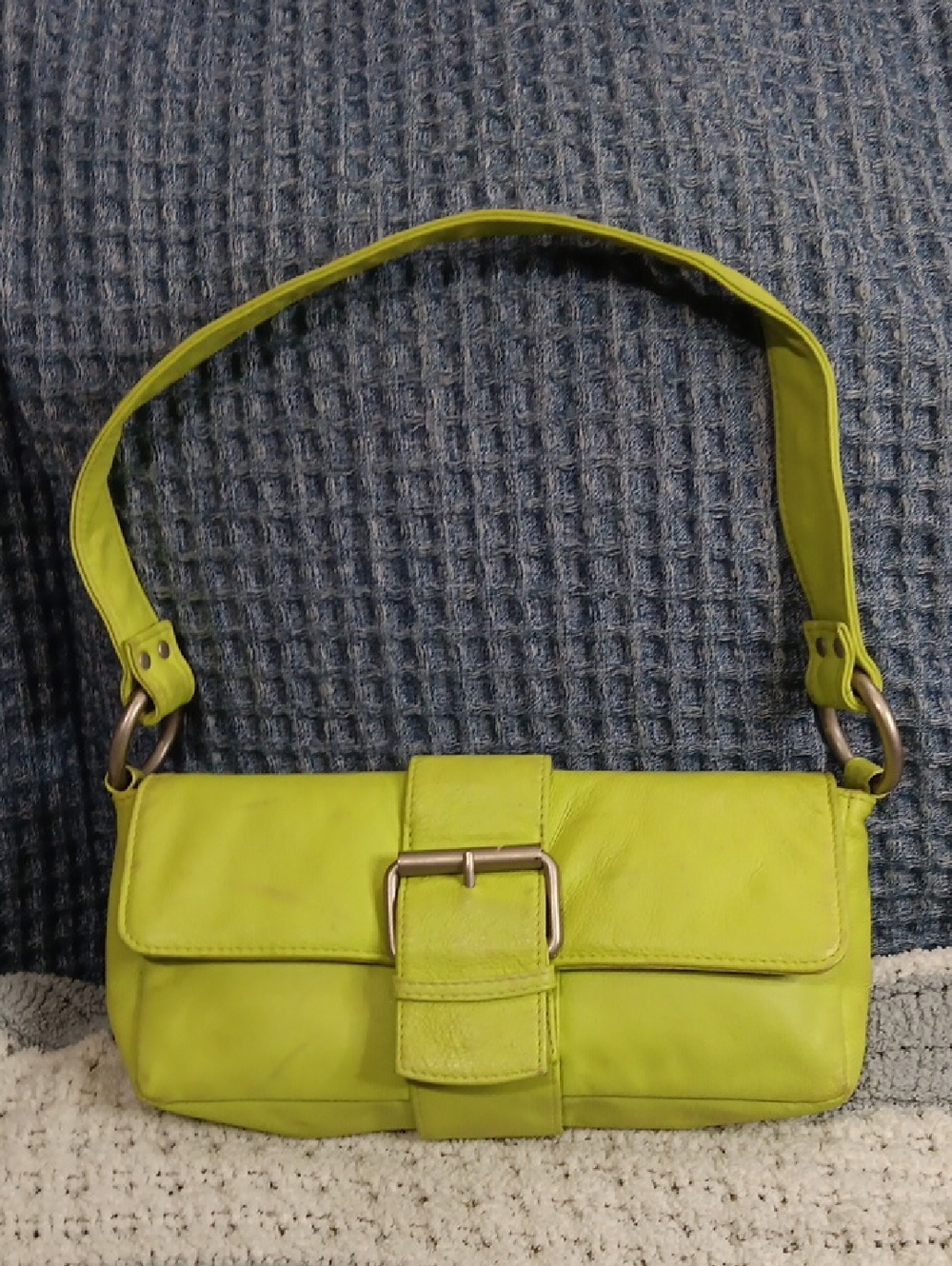 Vintage Wilsons Leather Lime Shoulder Bag with Front Buckle